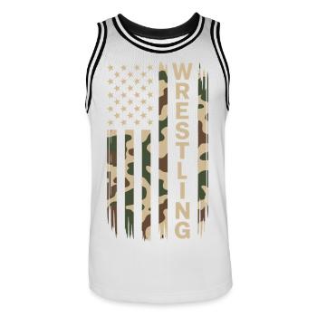 Wrestling USA Flagge Camo Patriot Design - Männer Basketball-Trikot - Weiß/Schwarz - Vorne - AI Model Male 185 dark (185cm)
