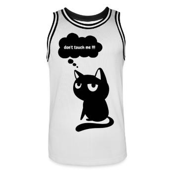 Lustige Katze "Fass mich nicht an" - Männer Basketball-Trikot - Weiß/Schwarz - Vorne - AI Model Male 185 dark (185cm)
