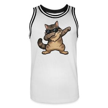 Dabbing Norwegian Forest Cat - Men's Basketball Jersey - white/black - Front - AI Model Male 185 dark (185cm)