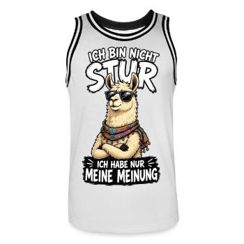 Nicht Stur Lama Meinung Shirt - Männer Basketball-Trikot - Weiß/Schwarz - Vorne - AI Model Male 185 dark (185cm)
