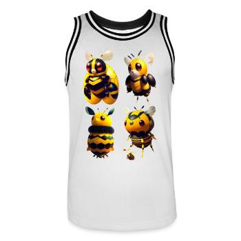 kawaii fliegende Bienen - Männer Basketball-Trikot - Weiß/Schwarz - Vorne - AI Model Male 185 dark (185cm)