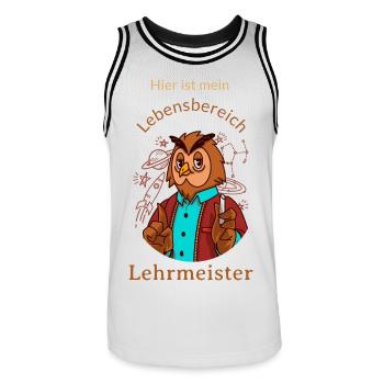Here my area of life is teacher - Men's Basketball Jersey - white/black - Front - AI Model Male 185 dark (185cm)