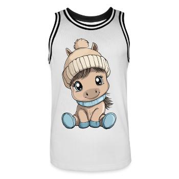 cheval mignon mignon bébé enfants animal dessin animé - Maillot de basket Homme - blanc/noir - Devant - AI Model Male 185 dark (185cm)