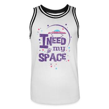 LILA I NEED MY SPACE - Untertassen Sprüche Shirt - Männer Basketball-Trikot - Weiß/Schwarz - Vorne - AI Model Male 185 dark (185cm)