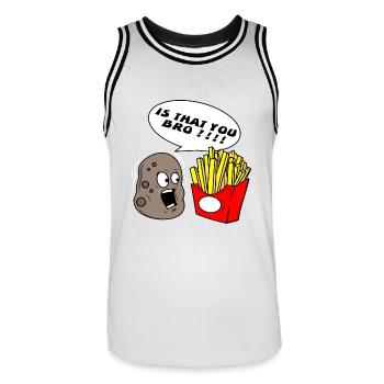 Kartoffel Pommes Frites Bruder Geschenk - Männer Basketball-Trikot - Weiß/Schwarz - Vorne - AI Model Male 185 dark (185cm)