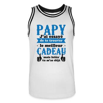 Papy On A Essayé De Te Trouver Le Meilleur Cadeau - Maillot de basket Homme - blanc/noir - Devant - AI Model Male 185 dark (185cm)