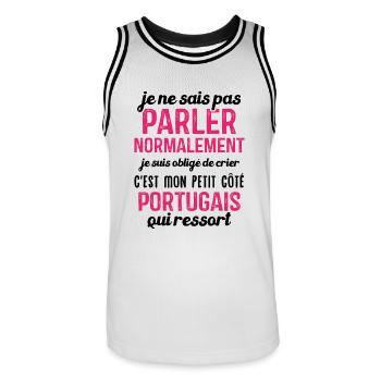 C'est mon petit côté portugais qui ressort - Maillot de basket Homme - blanc/noir - Devant - AI Model Male 185 dark (185cm)