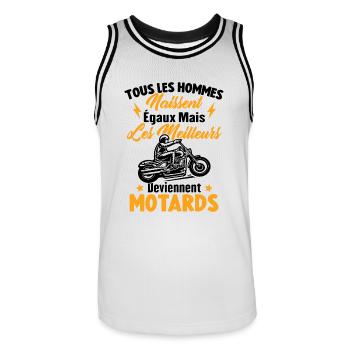 Hommes naissent égaux meilleurs deviennent motards - Maillot de basket Homme - blanc/noir - Devant - AI Model Male 185 dark (185cm)