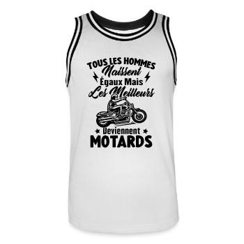 Hommes naissent égaux meilleurs deviennent motards - Maillot de basket Homme - blanc/noir - Devant - AI Model Male 185 dark (185cm)