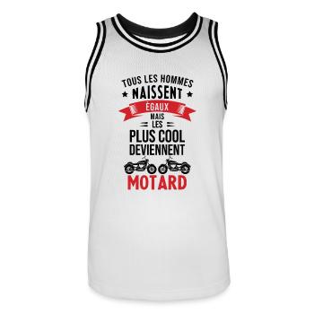 Les Plus Cool Hommes Deviennent Motard - Maillot de basket Homme - blanc/noir - Devant - AI Model Male 185 dark (185cm)