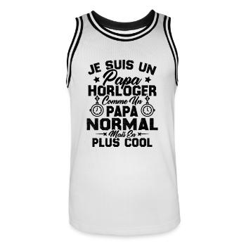 Je Suis Un Papa Horloger Comme Un Papa Normal - Maillot de basket Homme - blanc/noir - Devant - AI Model Male 185 dark (185cm)