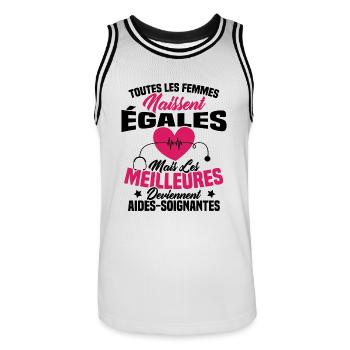 Les meilleures femmes deviennent aides-soignantes - Maillot de basket Homme - blanc/noir - Devant - AI Model Male 185 dark (185cm)