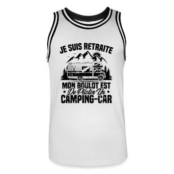 Je suis retraité et piloter un camping-car Cadeau - Maillot de basket Homme - blanc/noir - Devant - AI Model Male 185 dark (185cm)