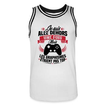 Humour cadeau console graphisme jeux vidéo - Maillot de basket Homme - blanc/noir - Devant - AI Model Male 185 dark (185cm)