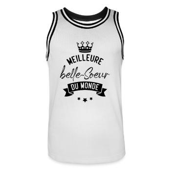Meilleure belle soeur du monde - Maillot de basket Homme - blanc/noir - Devant - AI Model Male 185 dark (185cm)