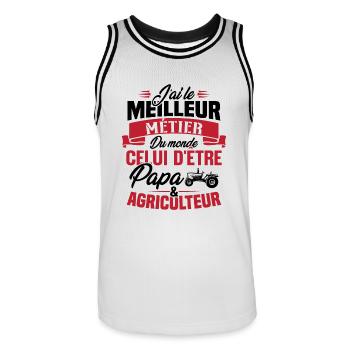 Papa et agriculteur, Cadeau papa agriculteur - Maillot de basket Homme - blanc/noir - Devant - AI Model Male 185 dark (185cm)