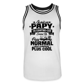 Un papy en camping-car comme un papy normal - Maillot de basket Homme - blanc/noir - Devant - AI Model Male 185 dark (185cm)