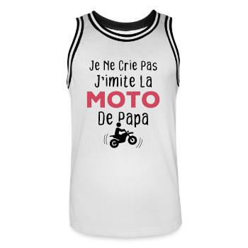 Je ne crie pas j'imite la moto de papa - Maillot de basket Homme - blanc/noir - Devant - AI Model Male 185 dark (185cm)