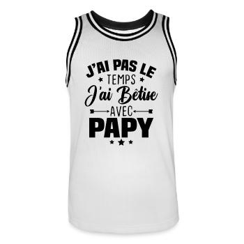 J'ai pas le temps j'ai bêtise avec papy - Maillot de basket Homme - blanc/noir - Devant - AI Model Male 185 dark (185cm)