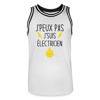 I can't I'm an electrician - Men's Basketball Jersey - white/black - Front - AI Model Male 185 dark (185cm)