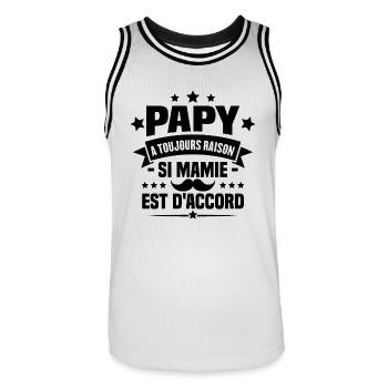 Papy a toujours raison si mamie est d'accord - Maillot de basket Homme - blanc/noir - Devant - AI Model Male 185 dark (185cm)