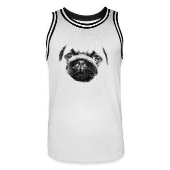 Chiot carlin - Maillot de basket Homme - blanc/noir - Devant - AI Model Male 185 dark (185cm)