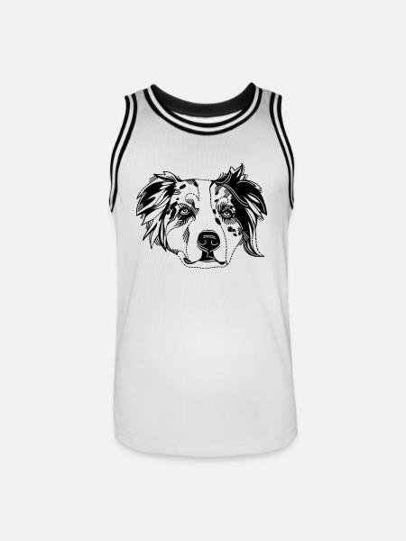 Australian Shepherd - Mannen basketbal shirt - wit/zwart