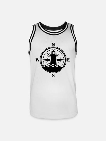 leuchtturm_kompass_02 - Maillot de basket Homme - blanc/noir