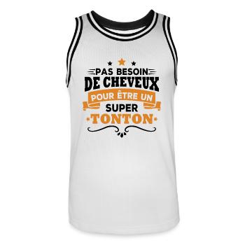 Pas besoin de cheveux pour être un super tonton - Maillot de basket Homme - blanc/noir - Devant - AI Model Male 185 dark (185cm)