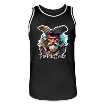 Pirate / Ahoy / Ancre / Capitaine / Crâne / Rhum - Maillot de basket Homme - noir/blanc - Devant - AI Model Male 185 dark (185cm)