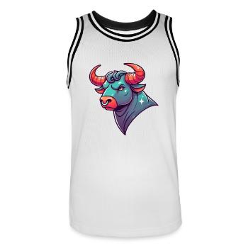 Taurus Cartoon - Men's Basketball Jersey - white/black - Front - AI Model Male 185 dark (185cm)