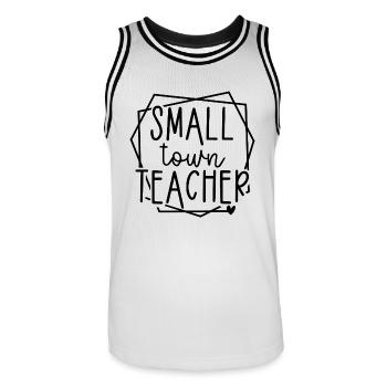 Graphique de cœur d’enseignant de petite ville pour les éducateurs - Maillot de basket Homme - blanc/noir - Devant - AI Model Male 185 dark (185cm)