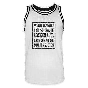 si quelqu'un a vissé lâche - mère, en disant - Maillot de basket Homme - blanc/noir - Devant - AI Model Male 185 dark (185cm)