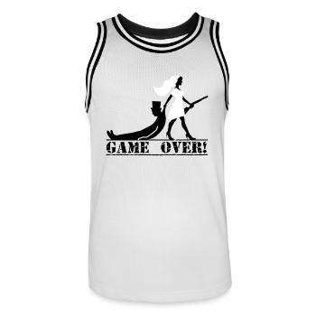enterrement de vie de garçon et de jeune fille - Maillot de basket Homme - blanc/noir - Devant - AI Model Male 185 dark (185cm)