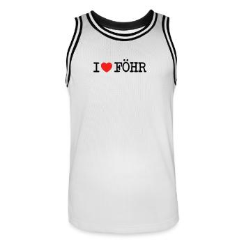 I love Föhr - Männer Basketball-Trikot - Weiß/Schwarz - Vorne - AI Model Male 185 dark (185cm)