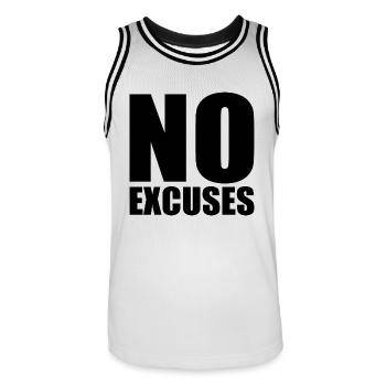 No excuses - Men's Basketball Jersey - white/black - Front - AI Model Male 185 dark (185cm)
