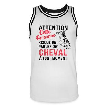 Cette Personne Risque Parler De Cheval Tout Moment - Maillot de basket Homme - blanc/noir - Devant - AI Model Male 185 dark (185cm)