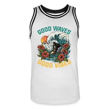 Surfer Wellenreiten Geschenk Blumen Sonne Surfen - Männer Basketball-Trikot - Weiß/Schwarz - Vorne - AI Model Male 185 dark (185cm)