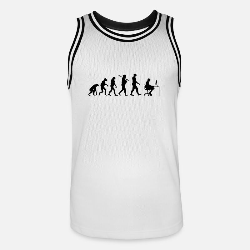 Programmierer T-Shirt · Evolution · Informatik - Männer Basketball-Trikot - Weiß/Schwarz