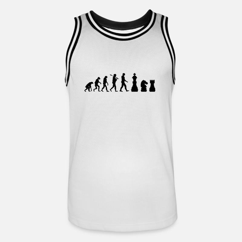 pièces d'échecs d'échecs Evolution cadeau - Maillot de basket Homme - blanc/noir