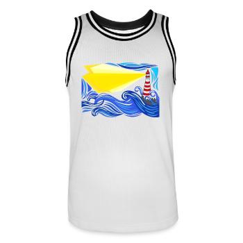 stormy sea with lighthouse - Men's Basketball Jersey - white/black - Front - AI Model Male 185 dark (185cm)