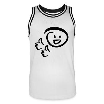 Bien joué! Le visage sourit deux pouces en l’air. - Maillot de basket Homme - blanc/noir - Devant - AI Model Male 185 dark (185cm)