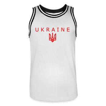 Ukraine - Männer Basketball-Trikot - Weiß/Schwarz - Vorne - AI Model Male 185 dark (185cm)