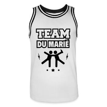 Team du marié,, enterrement de vie de garçon,EVG - Maillot de basket Homme - blanc/noir - Devant - AI Model Male 185 dark (185cm)