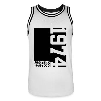 LIMITED EDITION 1974 52ND BIRTHDAY - Men's Basketball Jersey - white/black - Front - AI Model Male 185 dark (185cm)