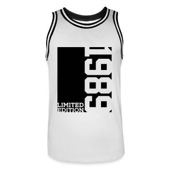 LIMITED EDITION 1989 37TH BIRTHDAY - Men's Basketball Jersey - white/black - Front - AI Model Male 185 dark (185cm)