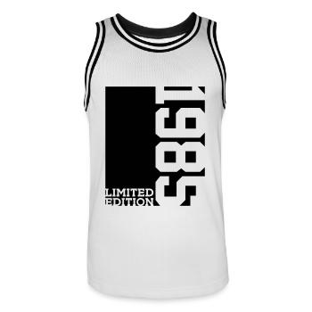 LIMITED EDITION 1985 41ST BIRTHDAY - Men's Basketball Jersey - white/black - Front - AI Model Male 185 dark (185cm)
