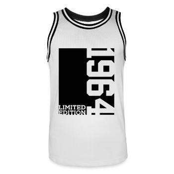 LIMITED EDITION 1964 62ND BIRTHDAY - Men's Basketball Jersey - white/black - Front - AI Model Male 185 dark (185cm)
