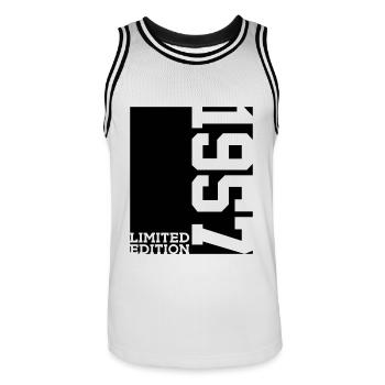 ÉDITION LIMITÉE 69E ANNIVERSAIRE 1957 - Maillot de basket Homme - blanc/noir - Devant - AI Model Male 185 dark (185cm)