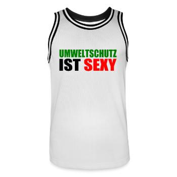 Umweltschutz - Männer Basketball-Trikot - Weiß/Schwarz - Vorne - AI Model Male 185 dark (185cm)